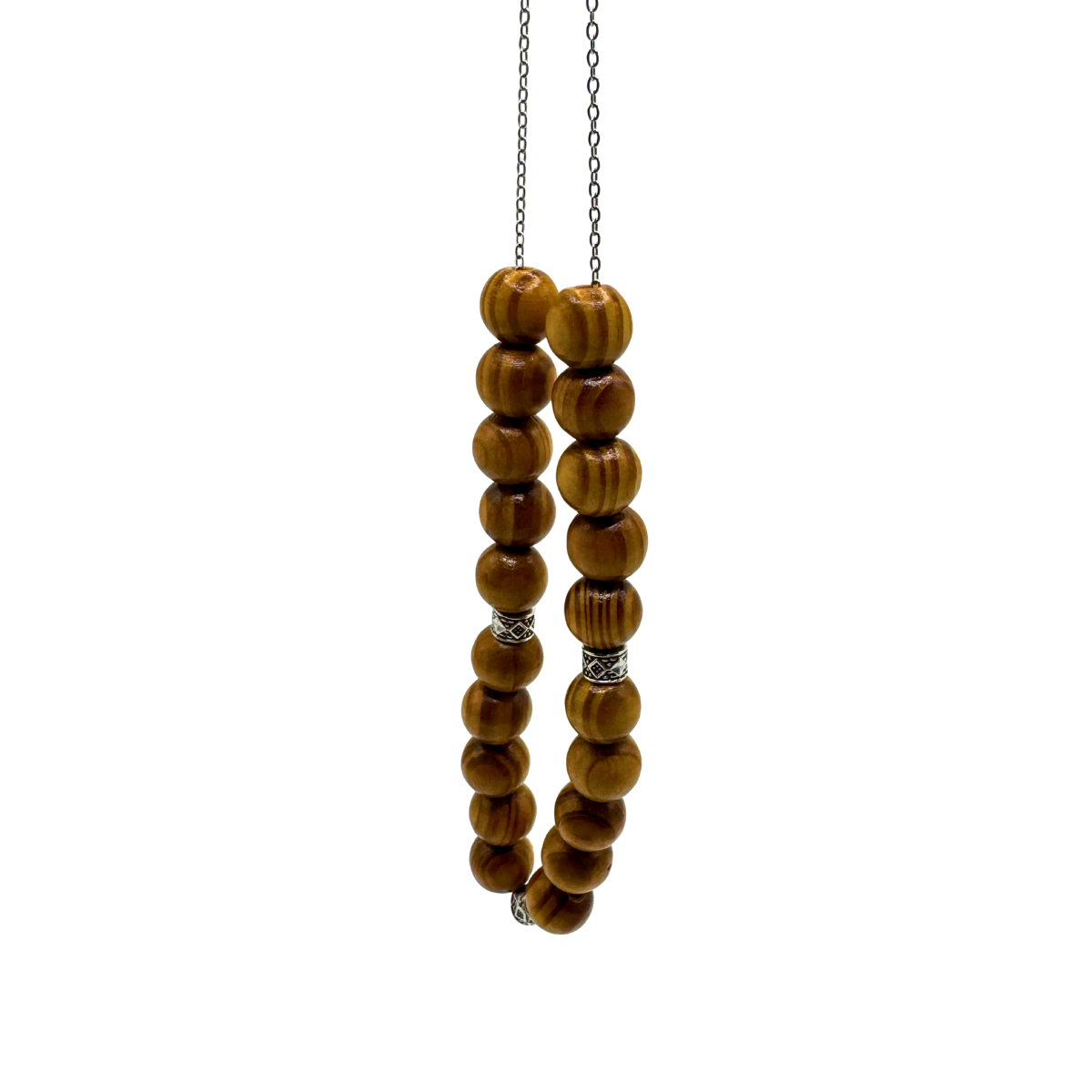Komboloi Olive Wood + Sterling Silver Chain (12mm) (23) - Image 3