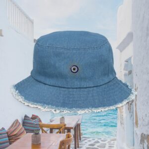 hlios distressed denim bucket hat