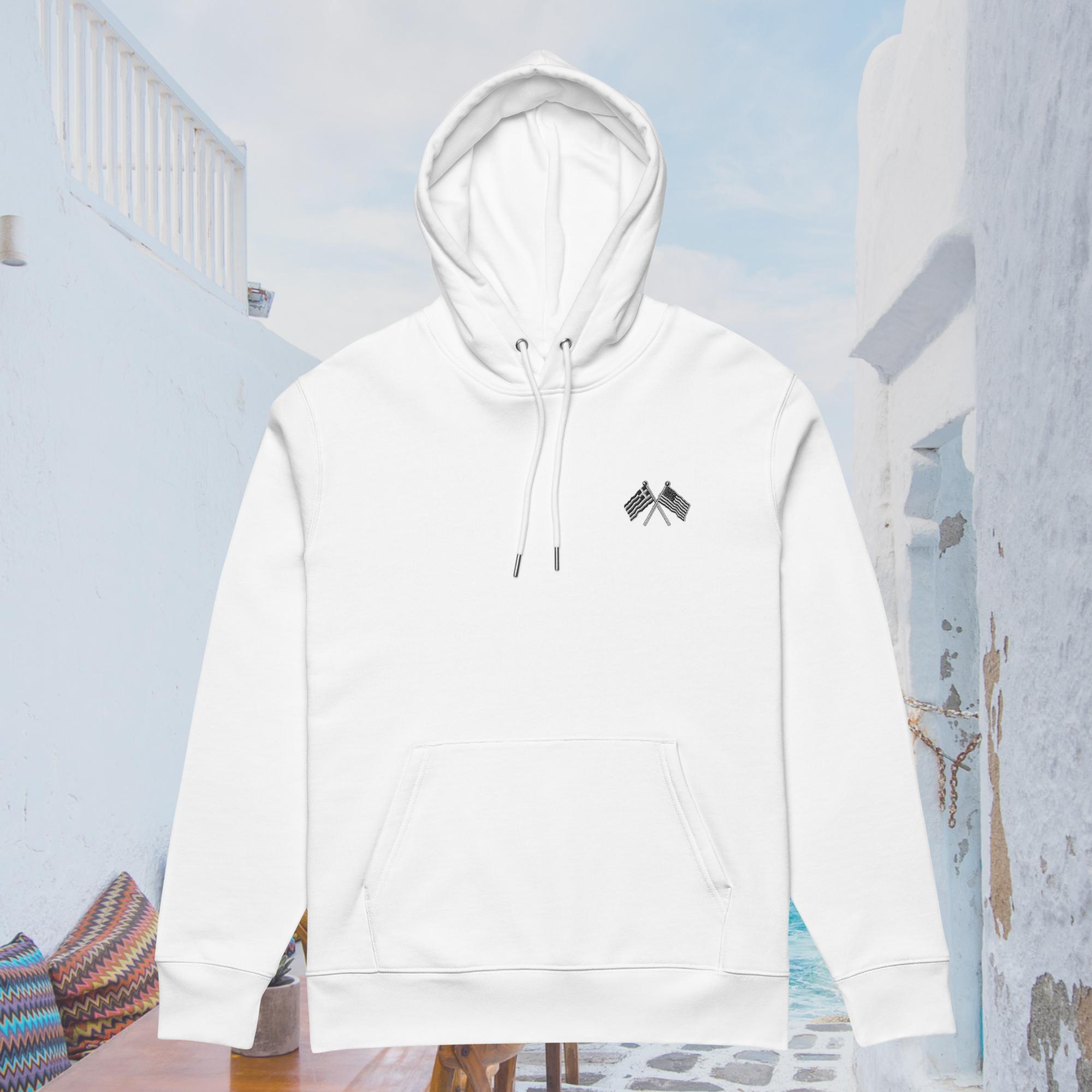 Greek American Hoodie – Sustainable Organic Cotton Streetwear
