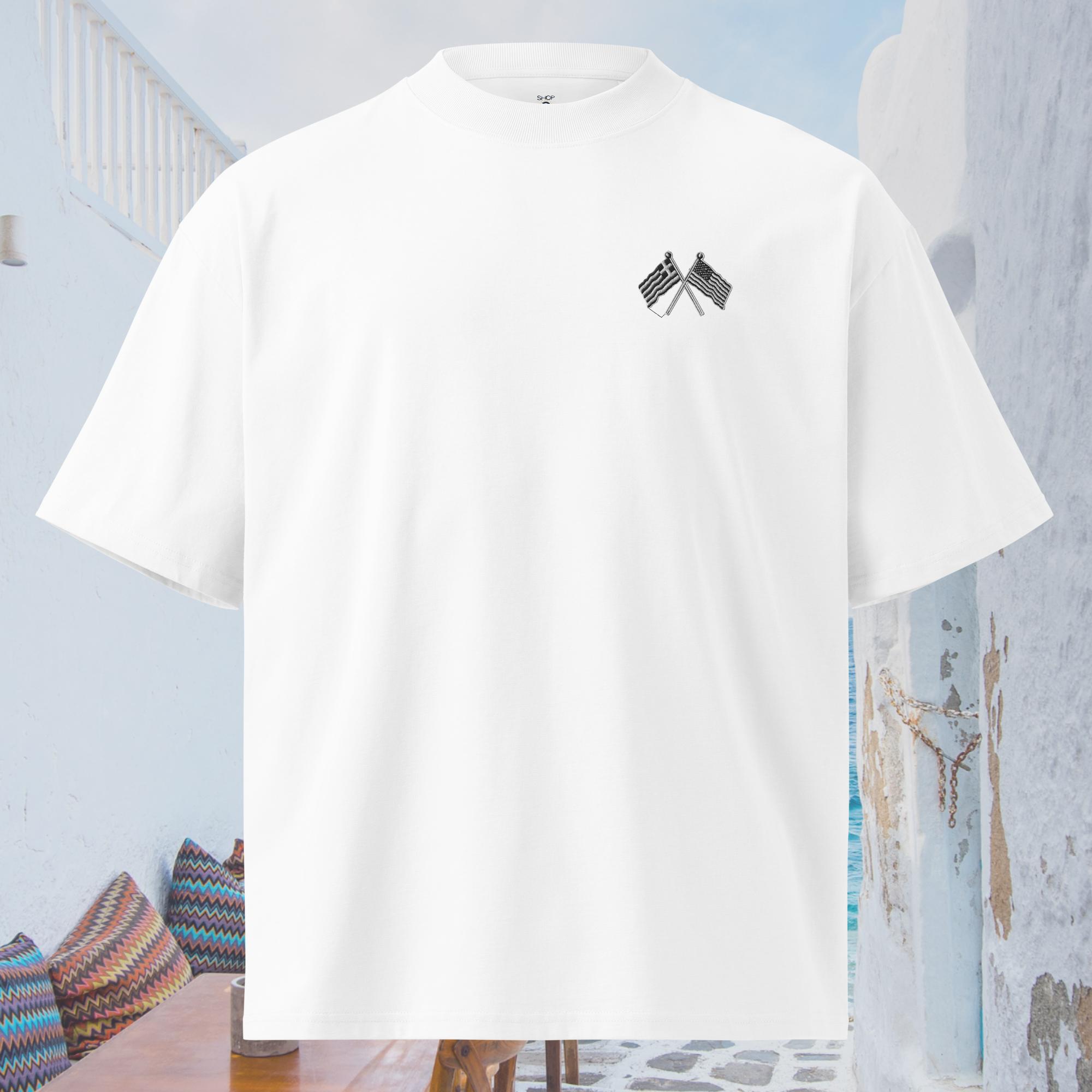 Greek American Oversized High Neck T-Shirt – 100% Organic Cotton Sustainable Streetwear