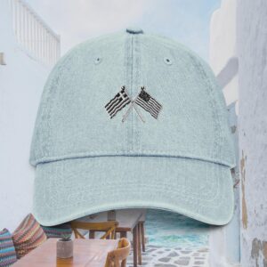 Greek American Denim Hat – Vintage Washed Adjustable Cap